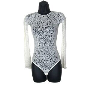 Wolford White Mesh Body Suit Size Small / Petite